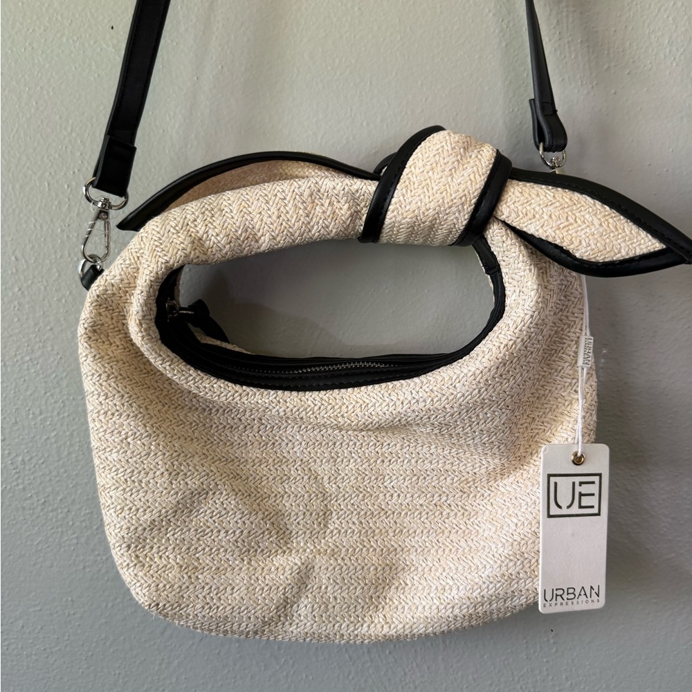 Urban Expressions Woven Cream Shoulder Bag - Picture 2 of 5